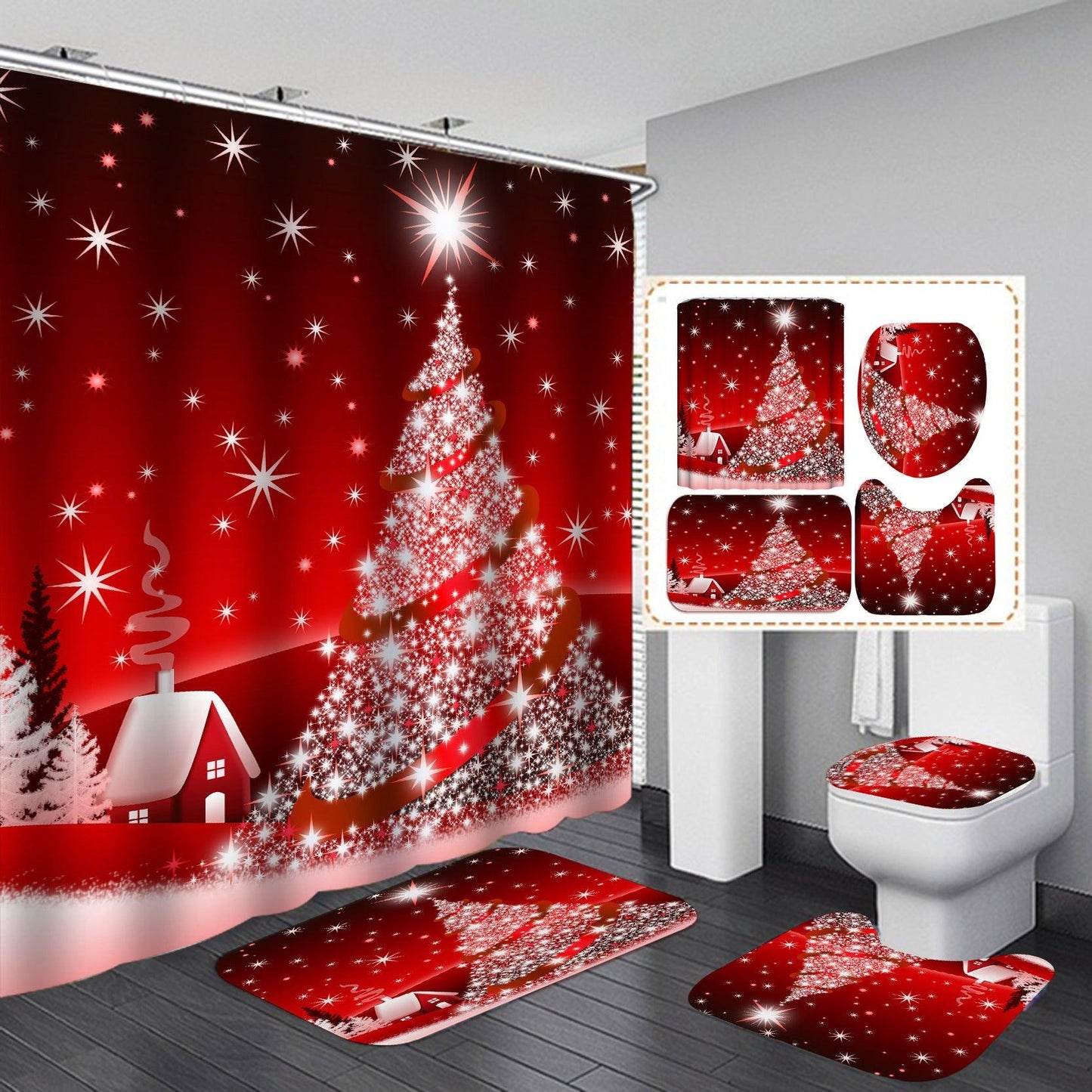 Creative Shower Curtain Waterproof Christmas Shower Curtain Cloth - Pacisia