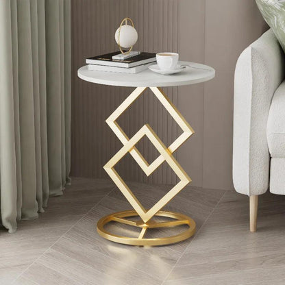 Creative Simple End Table Light Luxury Round Rock Plate Coffee Table Modern Small Household Living Room Metal Small Sofa - Pacisia