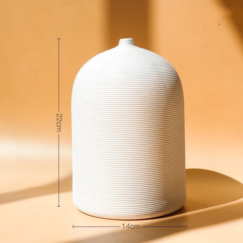 Creative Simple Striped Ceramic Vase Decorative Ornament - Pacisia