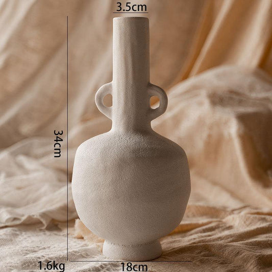 Creative Solitary Style Simple Ceramic Vase Living Room Dry Flower Arrangement Dining Table Bedroom Clay Pot Decoration Ornaments - Pacisia