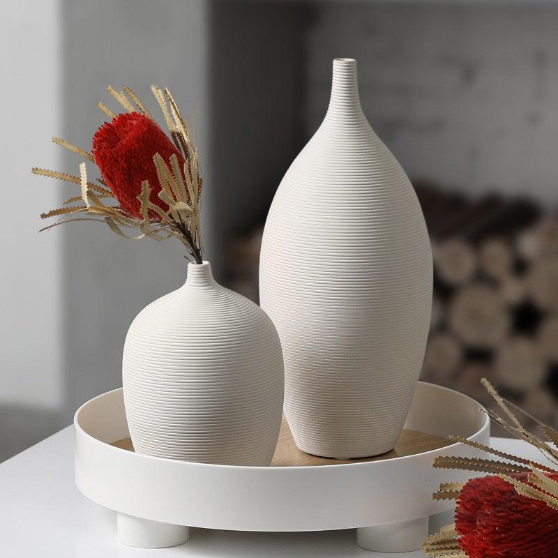 Creative White Ceramic Dried Flower Vase Decoration - Pacisia