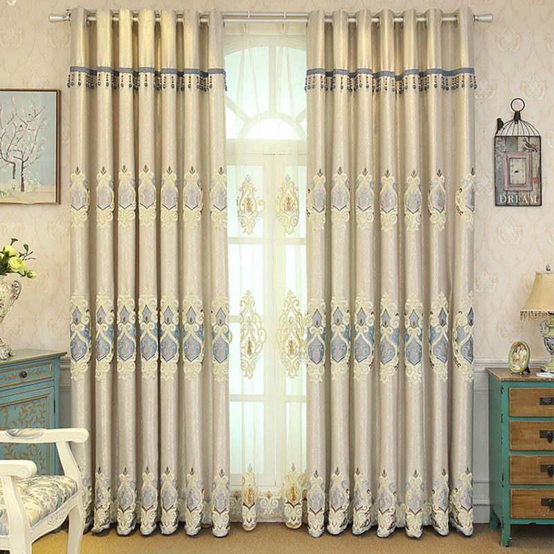 Crown European Embroidery Cloth Mesh Curtains Living Room Bedroom Simple - Pacisia