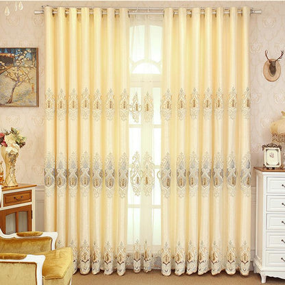 Crown European Embroidery Cloth Mesh Curtains Living Room Bedroom Simple - Pacisia