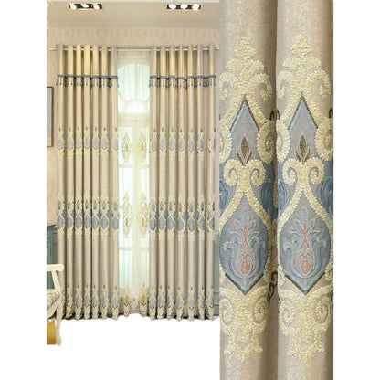 Crown European Embroidery Cloth Mesh Curtains Living Room Bedroom Simple - Pacisia