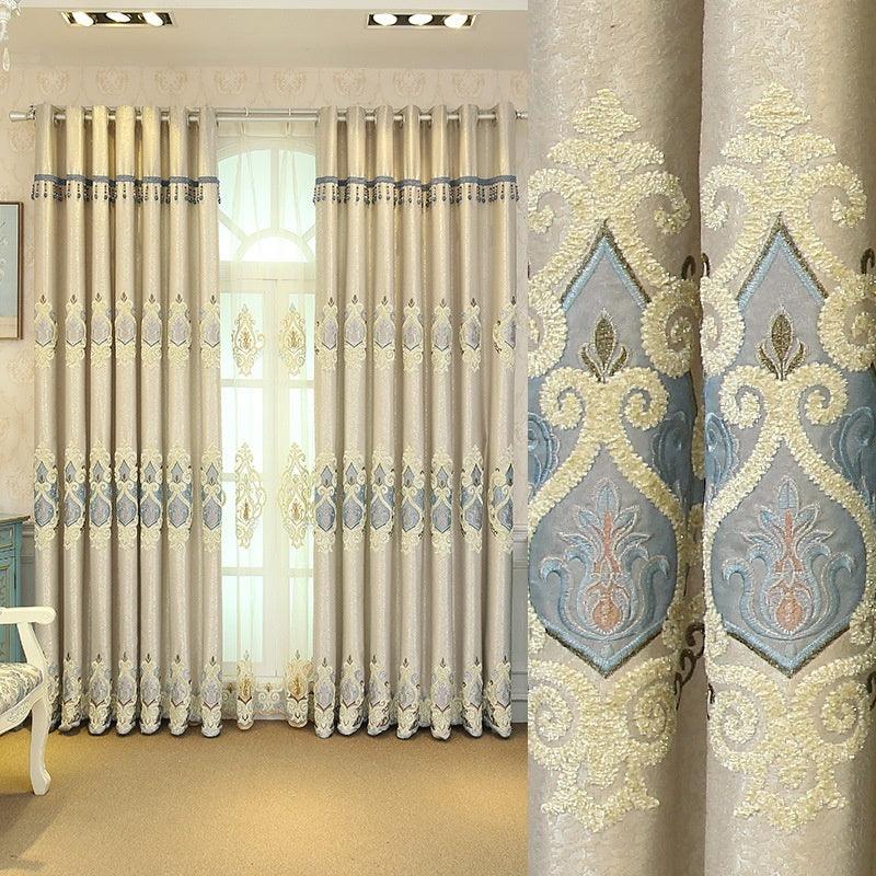 Crown European Embroidery Cloth Mesh Curtains Living Room Bedroom Simple - Pacisia