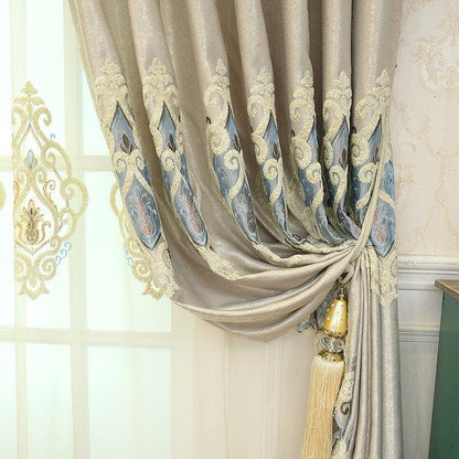 Crown European Embroidery Cloth Mesh Curtains Living Room Bedroom Simple - Pacisia