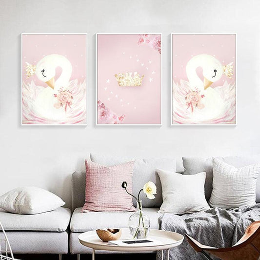 Crown Swan Canvas Art - Room Decoration Wall Prints - Pacisia