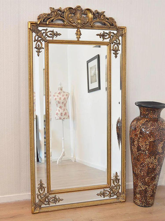 Customized European style retro full body mirror,light luxury carved floor mirror,dressing mirror,wall mounted large mirror - Pacisia