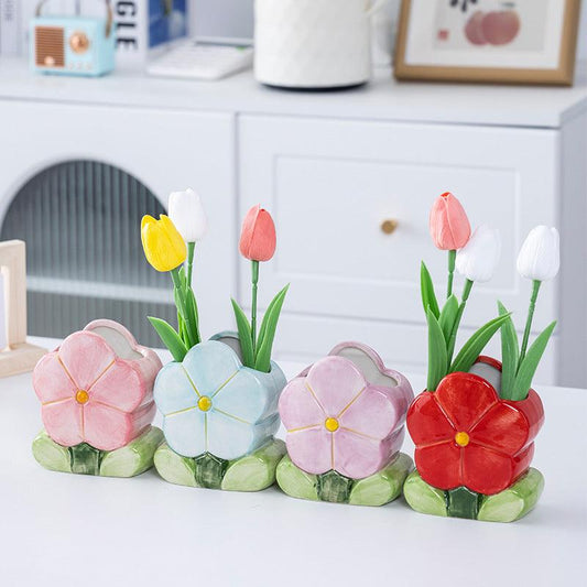 Cute Flowers Ceramic Niche Vase Decoration - Pacisia