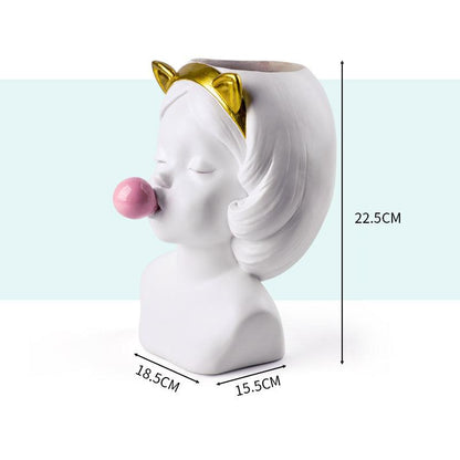 Cute girl makeup tube vase - Pacisia