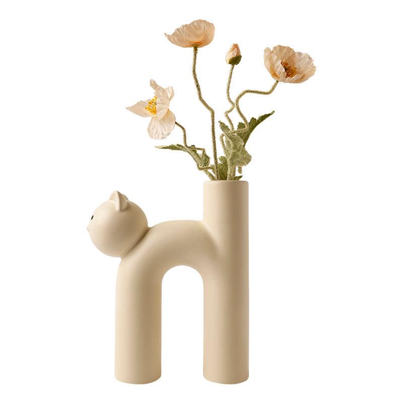 Cute Tube Cat Vase Living Room Home Desktop Decoration Home Decor - Pacisia