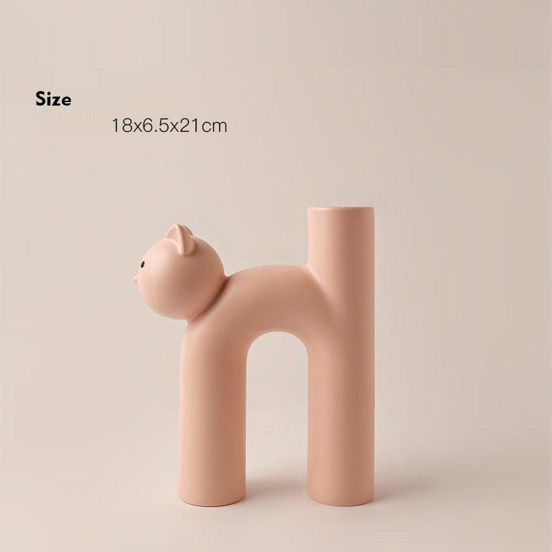 Cute Tube Cat Vase Living Room Home Desktop Decoration Home Decor - Pacisia