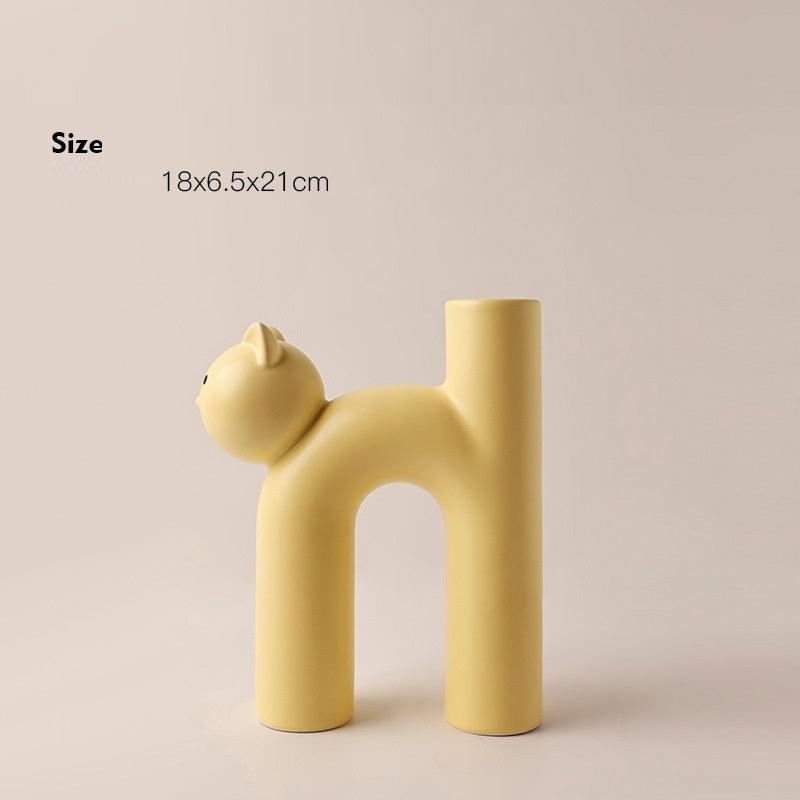Cute Tube Cat Vase Living Room Home Desktop Decoration Home Decor - Pacisia