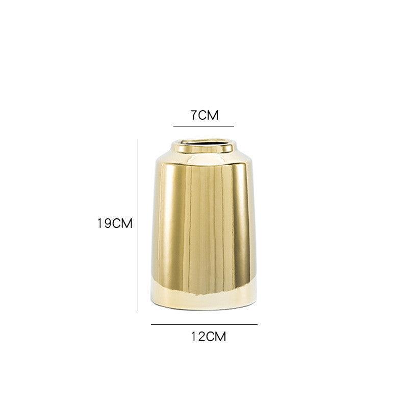 Brass Golden Ceramic Vase Nordic Home Living Room Decoration Dried Flowers Pen Holder Floral - Pacisia