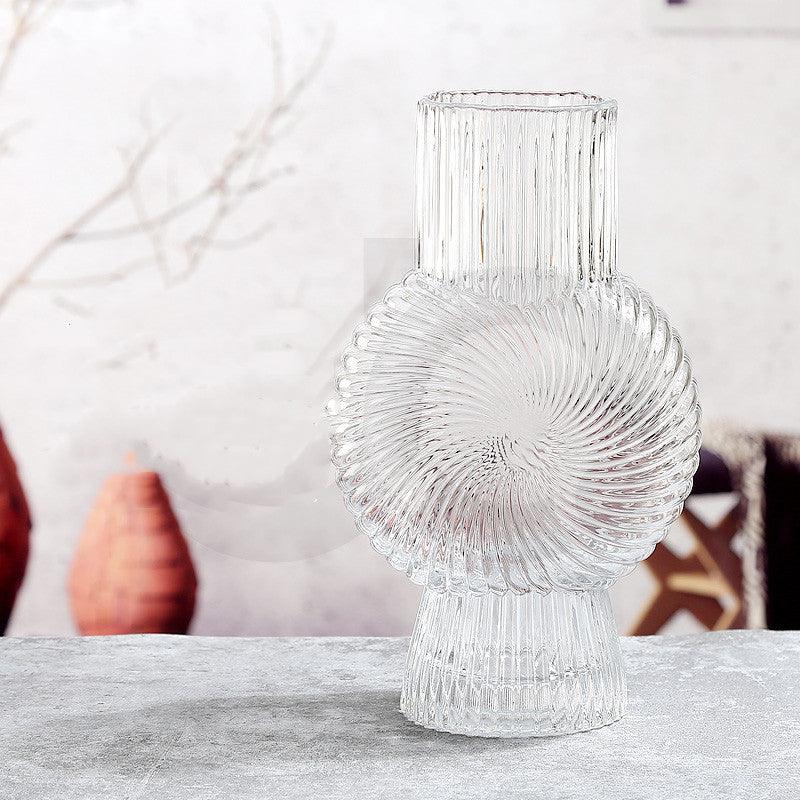 White Flower Vase Aesthetic Transparant Modern Luxury Terrarium Vase Glass Design Round Vaso Decorativo Table Decoration DL60HP - Pacisia