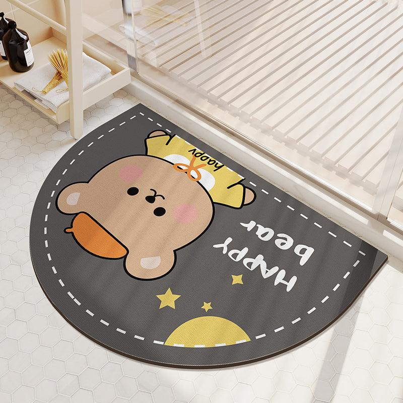 Cartoon Bathroom Diatom Mud Absorbent Cushion Toilet Door Mat Toilet Door Quick-drying Floor Mat - Pacisia