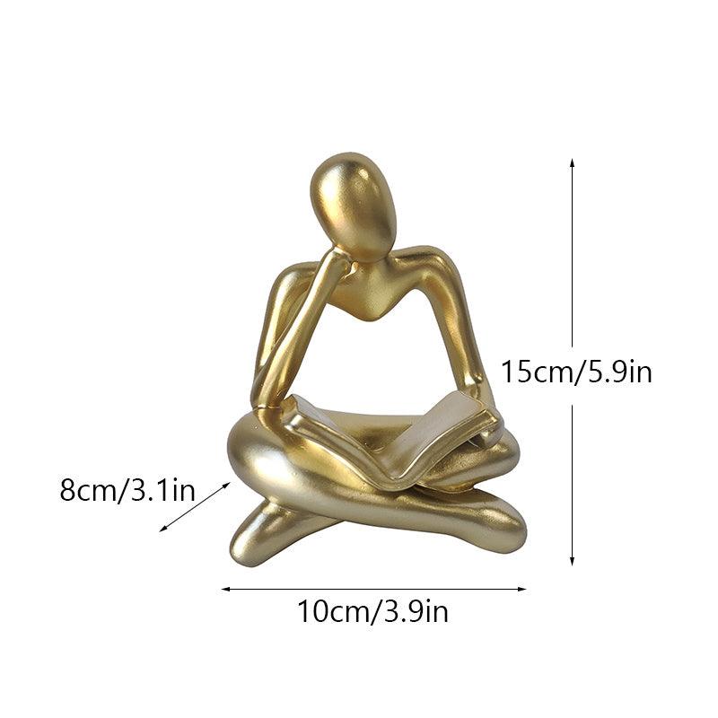 NORTHEUINS Resin Reading Book Figurines for Interior Nordic Abstract Figure Statue Home Living Room Office Desktop Decor Crafts - Pacisia