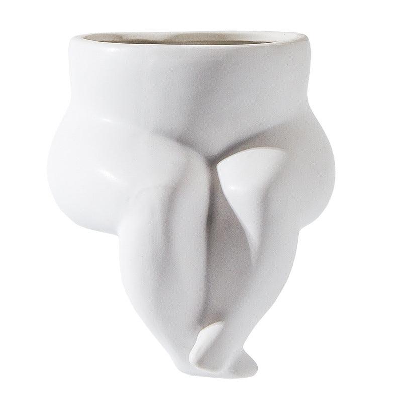 Decorative Ceramic Vase Sculpture White Flower Vessel - Pacisia