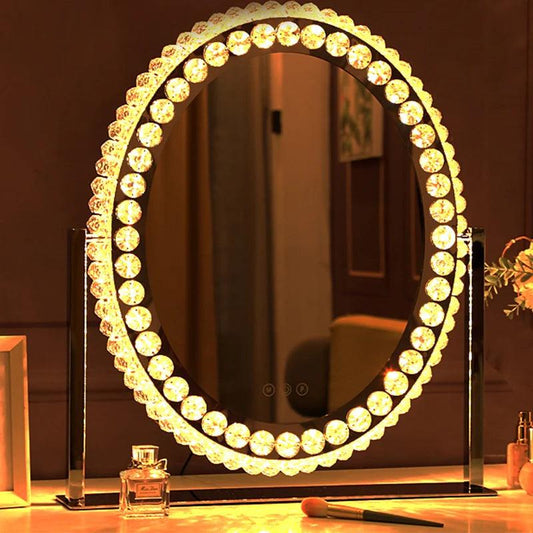 Decorative Glass Mirror Vanity Lights Round Luxury Home Decoration Bathroom Makeup Mirror Aesthetic Miroir Coiffeur Room Decor - Pacisia