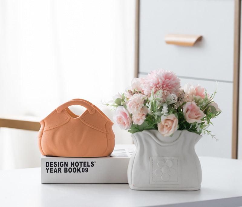 Dehua Frosted Wide Mouth Handbag Ceramic Vase Ornament Simple European Retro - Pacisia