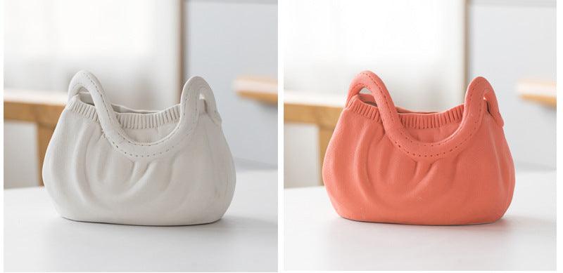 Dehua Frosted Wide Mouth Handbag Ceramic Vase Ornament Simple European Retro - Pacisia