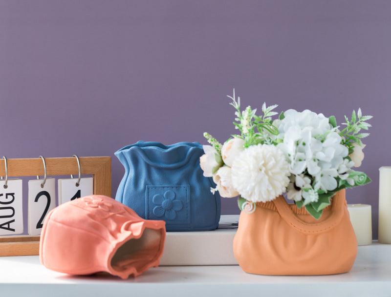 Dehua Frosted Wide Mouth Handbag Ceramic Vase Ornament Simple European Retro - Pacisia