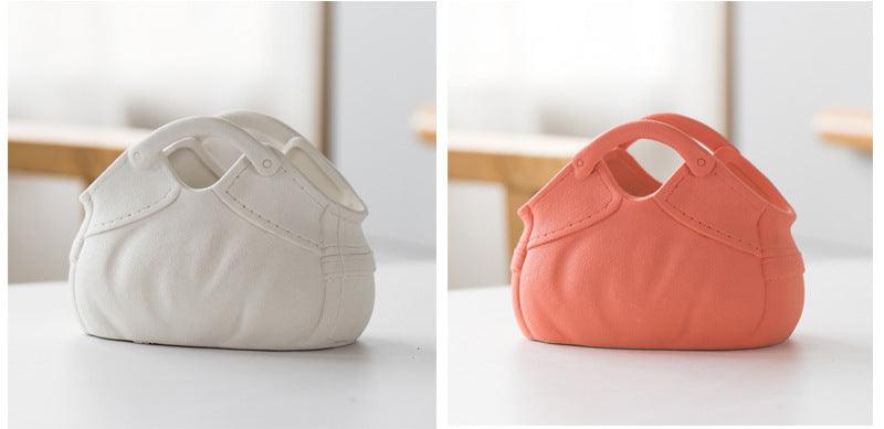 Dehua Frosted Wide Mouth Handbag Ceramic Vase Ornament Simple European Retro - Pacisia