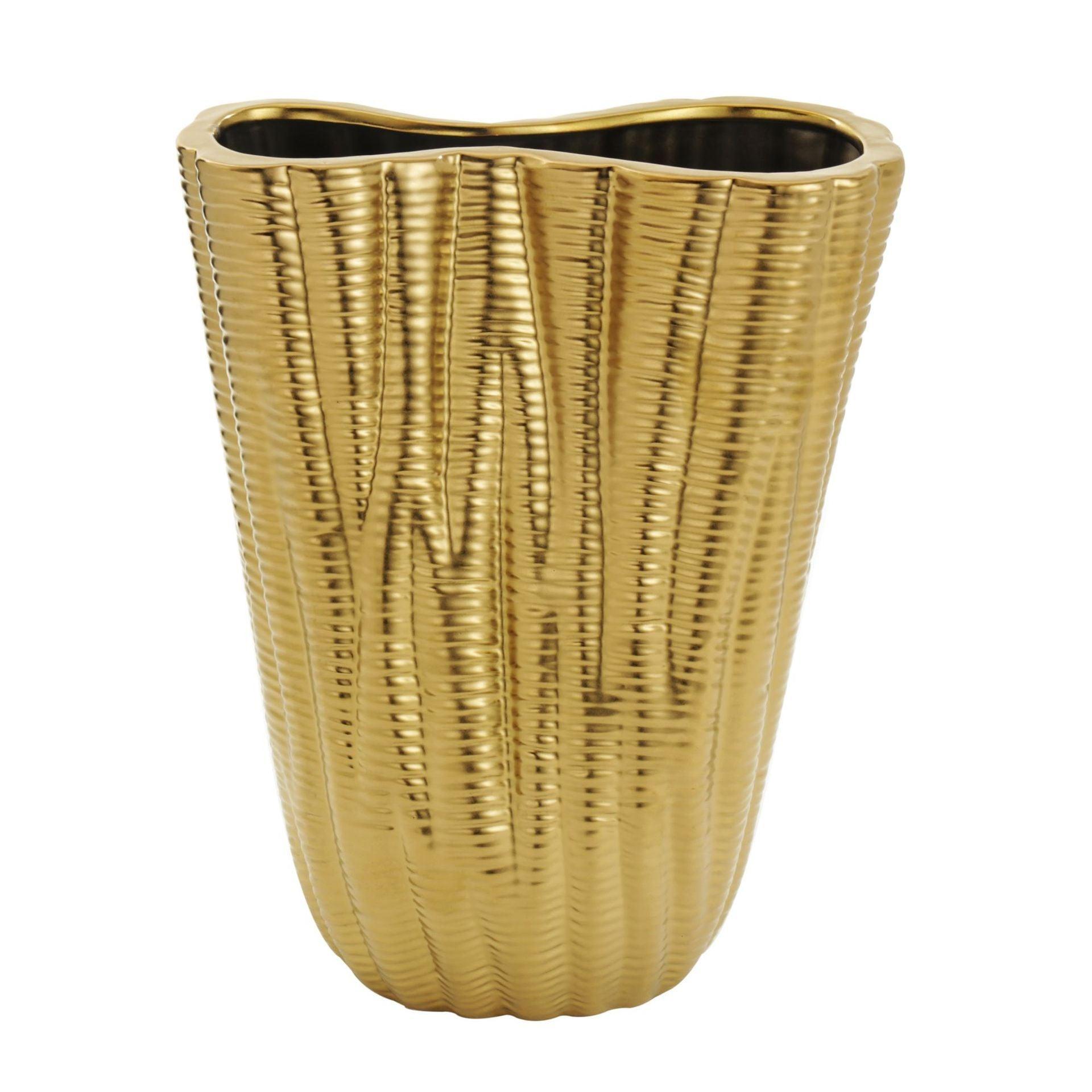 Creative 8-shaped Bottle Mouth Simple Luxury Vase Modern Simple Matte Striped Ceramic Vase - Pacisia