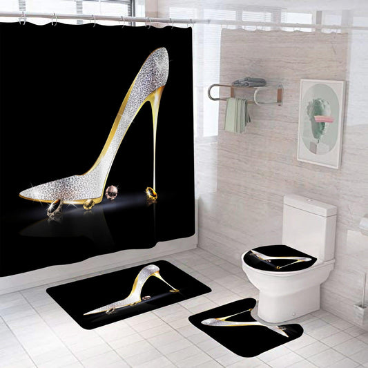 Digital Printing High-heeled Shoes Series Waterproof And Mildew-proof Shower Curtain Set - Pacisia