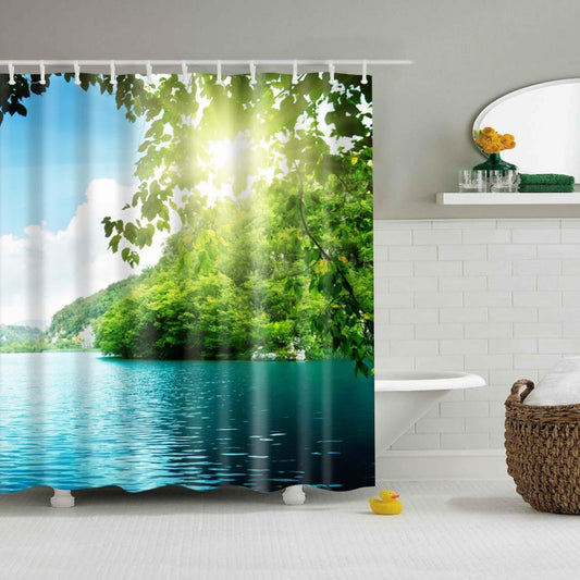 Digital Printing Shower Curtain Landscape Painting Shower Curtain Waterproof - Pacisia