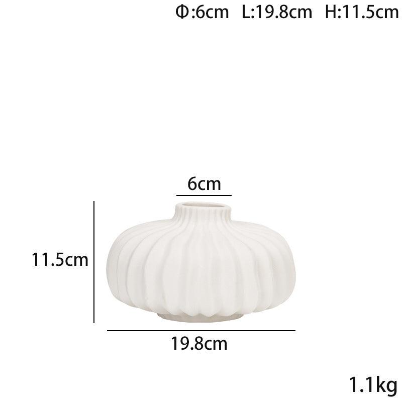 Dimon Silk Lime White Pumpkin-shaped Ceramic Vase - Pacisia