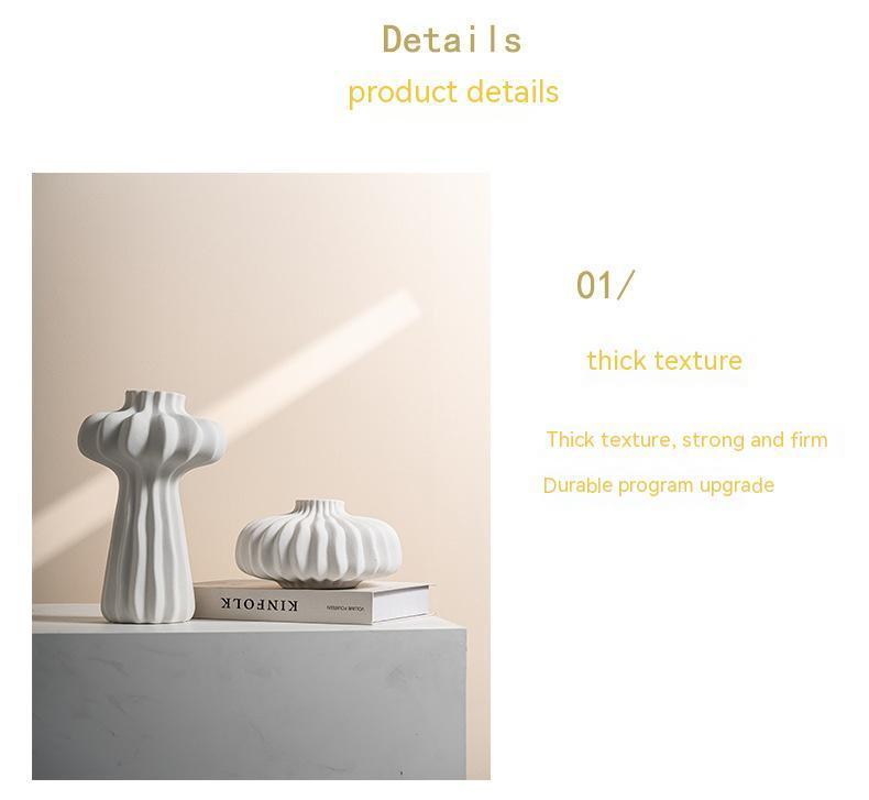 Dimon Silk Lime White Pumpkin-shaped Ceramic Vase - Pacisia