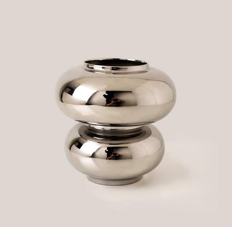 Donut Vase Ceramic Silver Plated Mirror - Pacisia