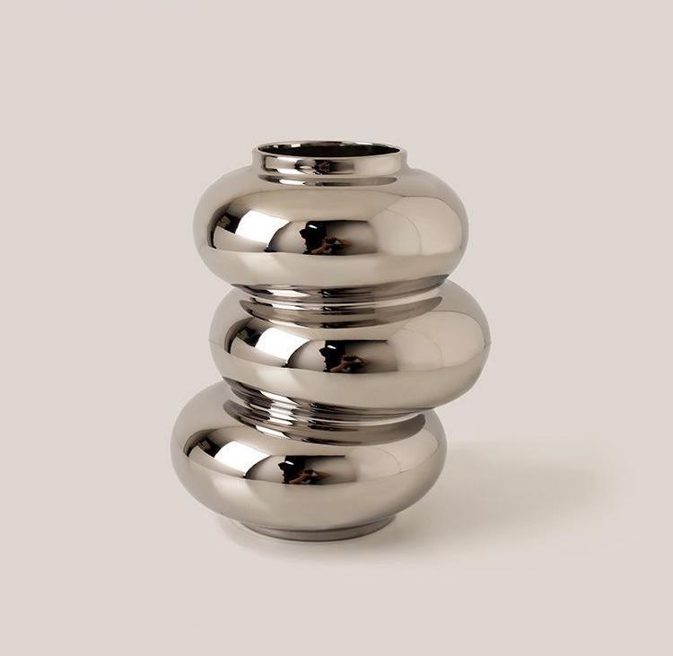 Donut Vase Ceramic Silver Plated Mirror - Pacisia