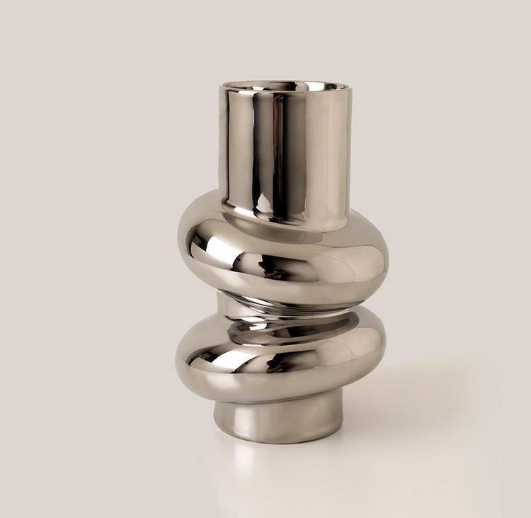 Donut Vase Ceramic Silver Plated Mirror - Pacisia