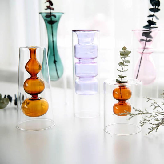 Double glass transparent vase - Pacisia