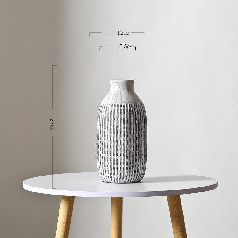 Dried Flower Vase Ceramic Vertical Pattern Ornaments - Pacisia