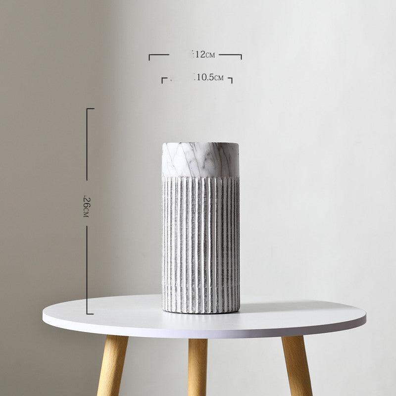 Dried Flower Vase Ceramic Vertical Pattern Ornaments - Pacisia