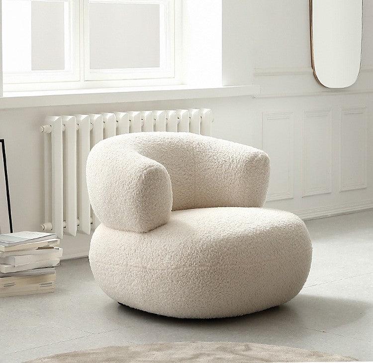 Minimalist Creative Casual White Lambswool Lazy Small Apartment Single Sofa Chair - Pacisia