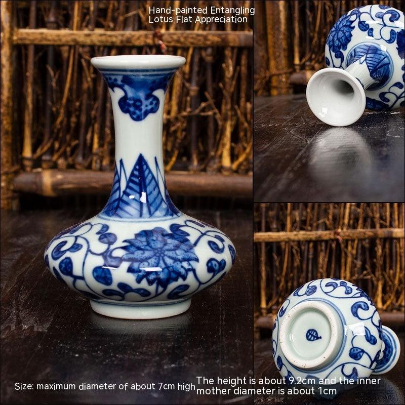 Jingdezhen Ceramic Small Vase Hydroponic Antique Shelf Ornament Hand-painted Blue And White Porcelain Bottle Souvenirs - Pacisia