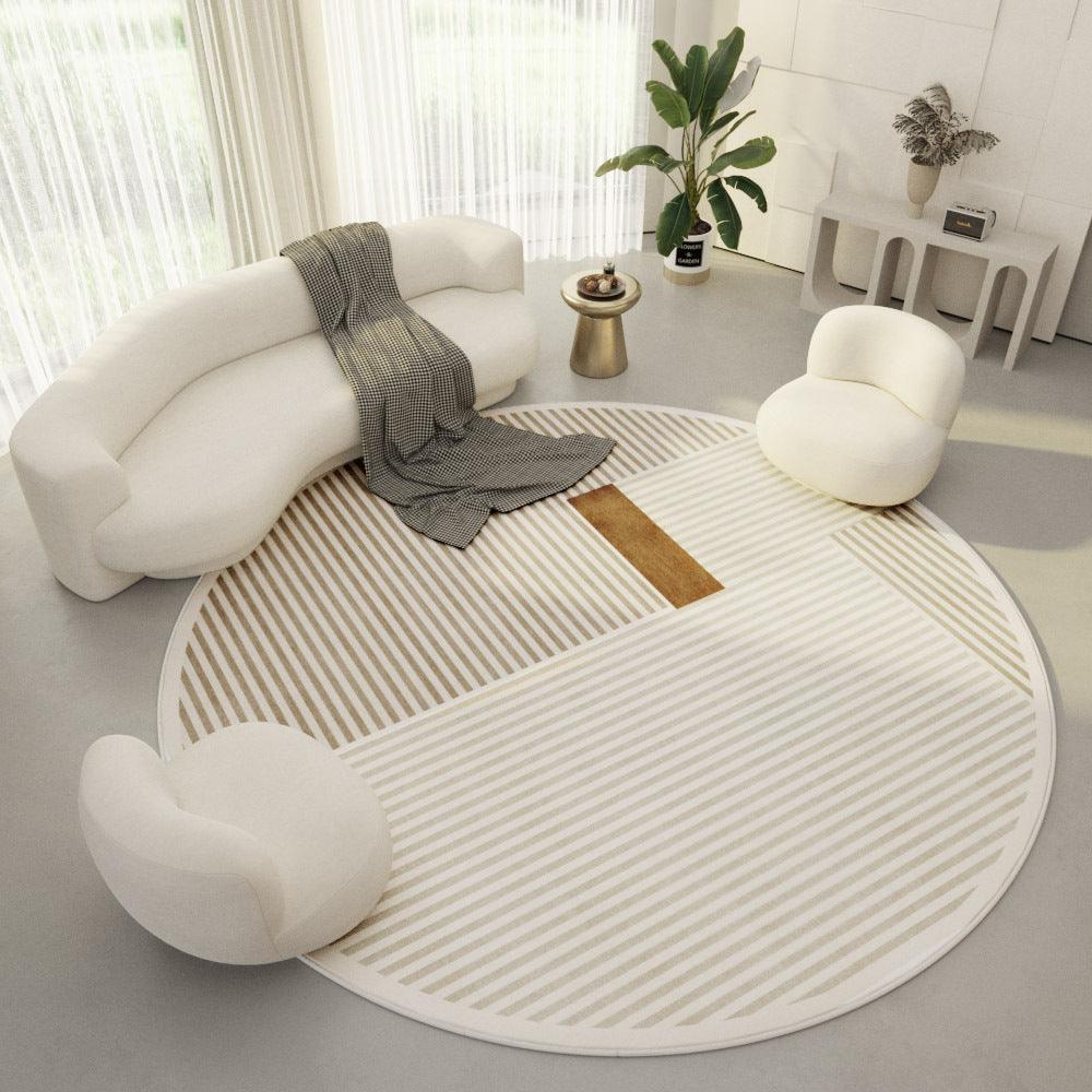 Round Living Room Carpet Ring Velvet Modern Simple Cream Color Porch Bedroom Bedside Blanket Non-slip Floor Mat - Pacisia