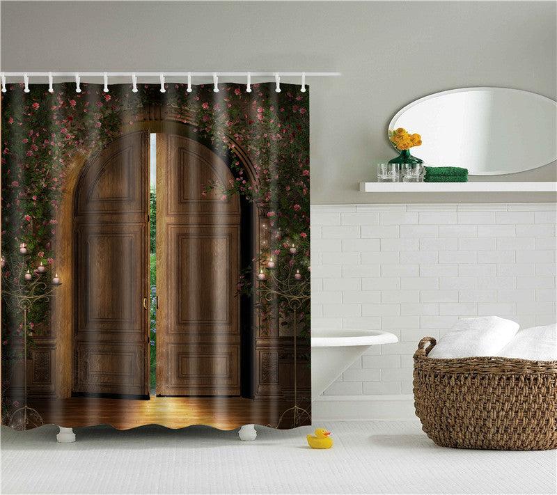 Garden Flowers Scenery Shower Curtains Bath Curtain Waterproof Bathroom Home Decor Washable Fabric Bathroom Screens - Pacisia