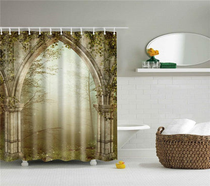 Garden Flowers Scenery Shower Curtains Bath Curtain Waterproof Bathroom Home Decor Washable Fabric Bathroom Screens - Pacisia