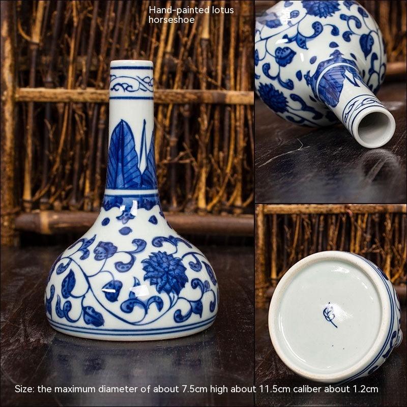 Jingdezhen Ceramic Small Vase Hydroponic Antique Shelf Ornament Hand-painted Blue And White Porcelain Bottle Souvenirs - Pacisia