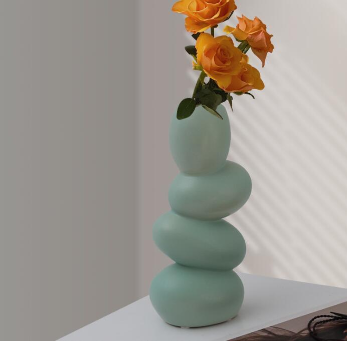 Elegant Egg Shaped Matte Ceramic Decorative Table Art Vase - Pacisia