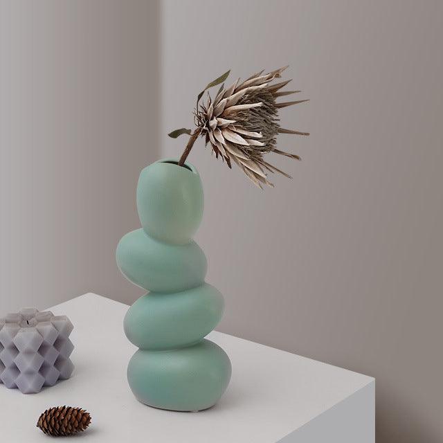 Elegant Egg Shaped Matte Ceramic Decorative Table Art Vase - Pacisia