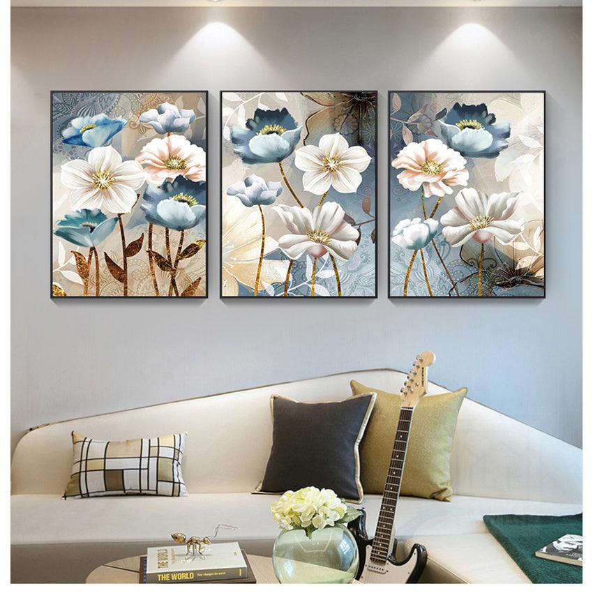 Elegant Floral Canvas Painting - Framed Modern Wall Art for Living Room Decor - Pacisia