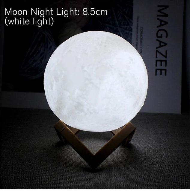 8cm Moon Lamp LED Night Light Battery Powered With Stand Starry Lamp Bedroom Decor Night Lights Kids Gift Moon Lamp - Pacisia