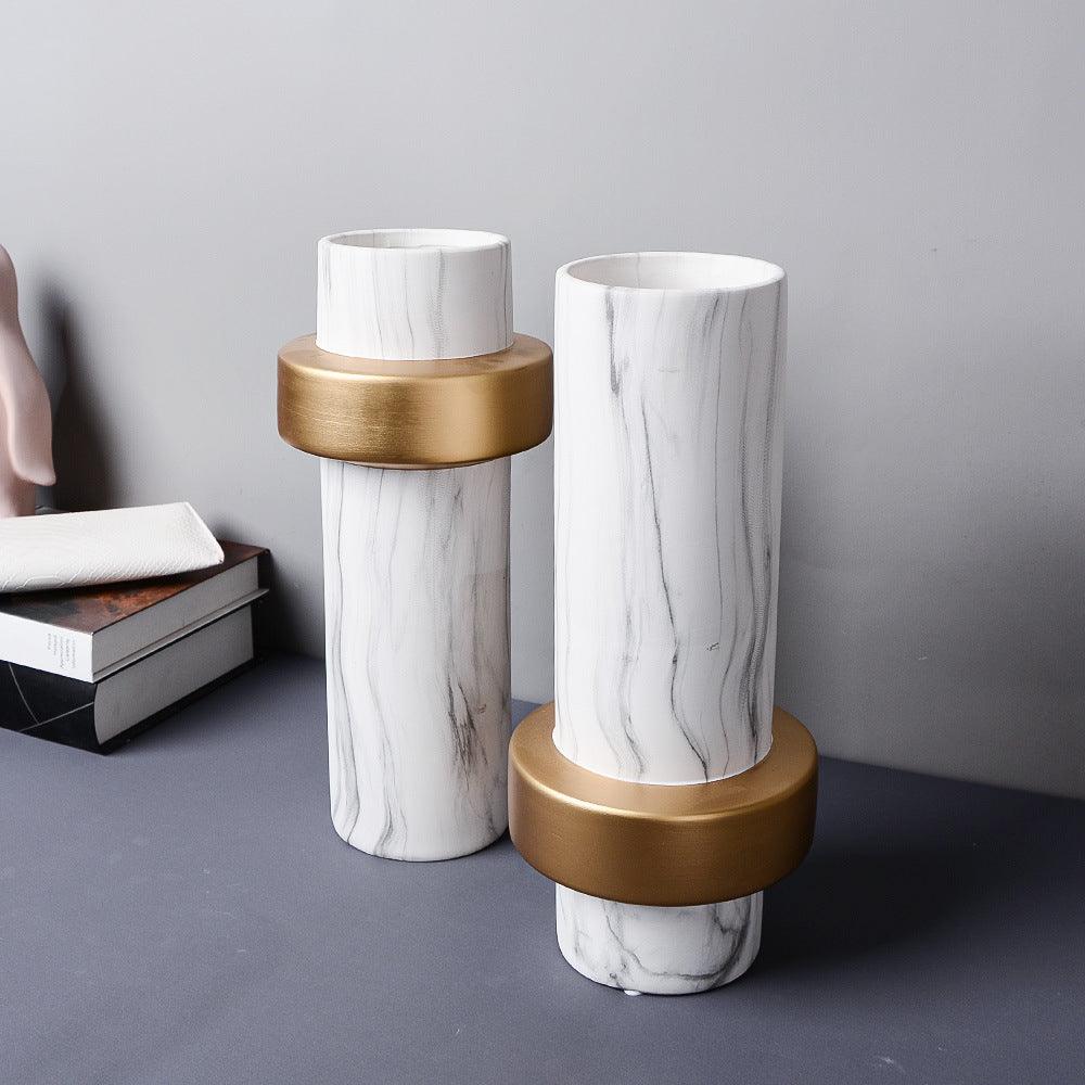 Entrance TV cabinet marble ceramic vase decoration - Pacisia