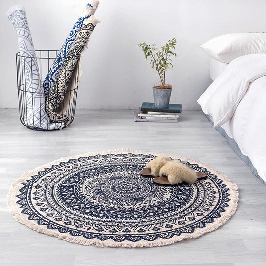 Ethnic style round carpet floor mat - Pacisia